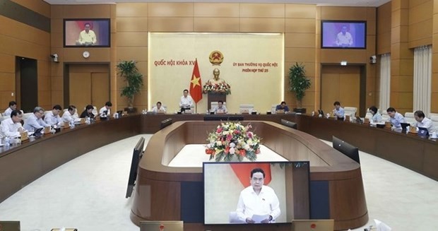 Participants at the National Assembly (NA) Standing Committee's 25th session on August 16 morning (Photo: VNA) 