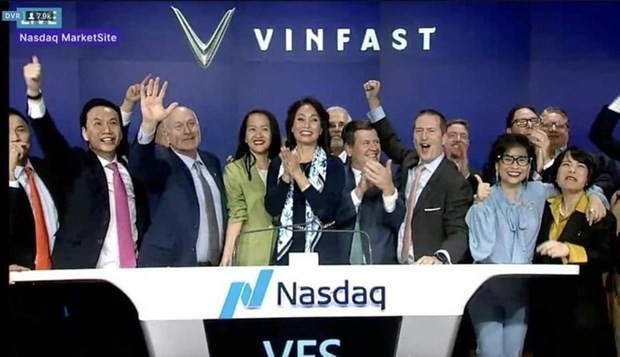 Vietnamese auto maker VinFast Auto Ltd. (VinFast) rings the bell to officially commence trading of its shares on the Nasdaq Global Select Market, the US.(Photo:Screenshots)