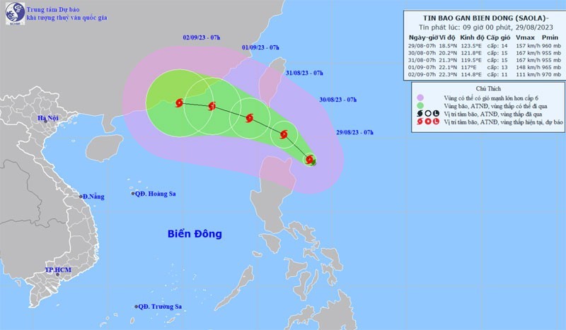 Storm Saola to enter East Sea, causing rough seas. (Photo: nchmf.gov.vn)