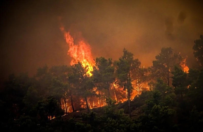 Smoke rises from a forest fire on the Greek island of Rhodes on July 22, 2023. (Photo: Reuters).