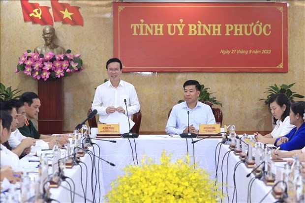 President Vo Van Thuong at the working session with the standing board of the provincial Party Committee on September 27 (Photo: VNA)