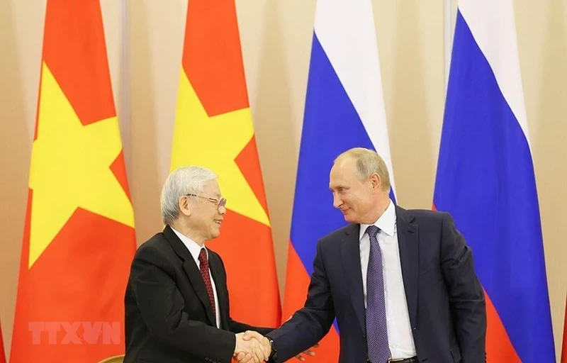 General Secretary Nguyen Phu Trong and President Putin in Sochi, Russia, September 2018. (Photo: VNA)