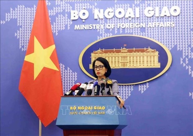 Spokeswoman of the Ministry of Foreign Affairs Pham Thu Hang speaks at the press conference. (Photo: VNA)