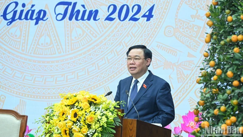 National Assembly Chairman Vuong Dinh Hue speaks at the event (Photo: VNA)