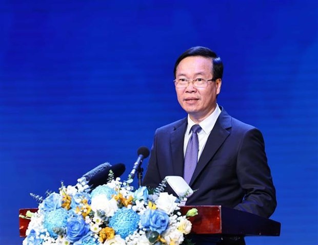 President Vo Van Thuong speaks at the ceremony in Hanoi on February 26. (Photo: VNA)
