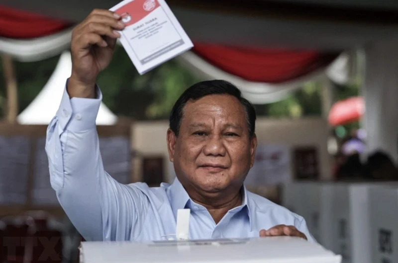 Prabowo Subianto at the polling station in Bogor, February 14, 2024. (Photo: AFP/VNA)