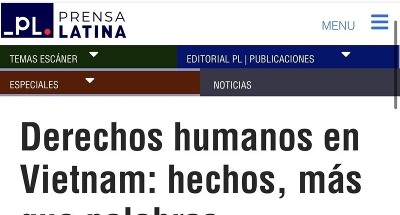 The article on human rights in Vietnam published by Prensa Latina (Screenshot photo)