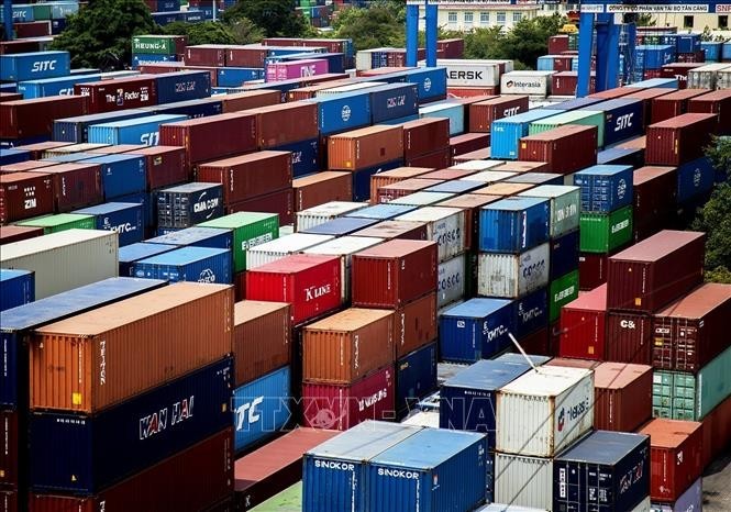 Containers in Cat Lat Port, HCM City (Photo: VNA)