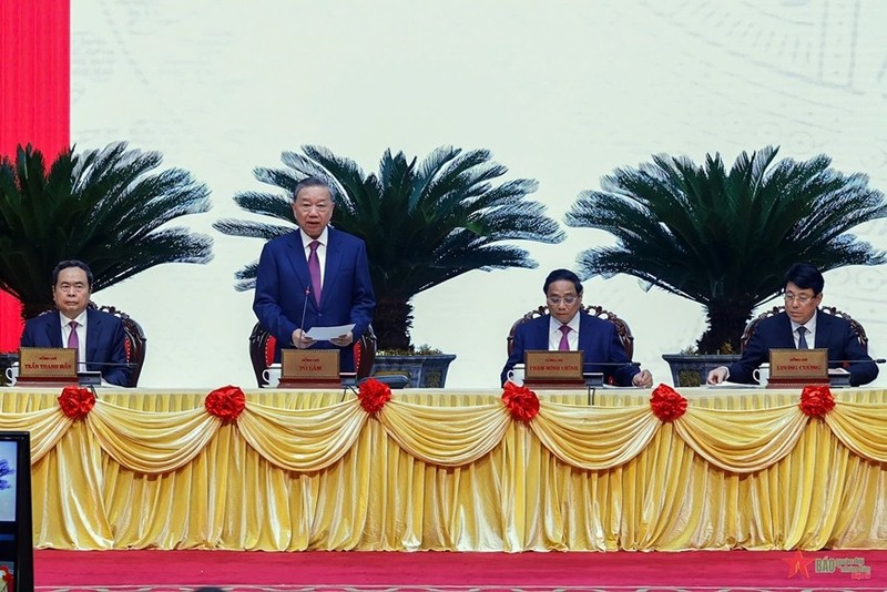 General Secretary To Lam speaks at the Party Central Committee meeting (Photo: VNA)