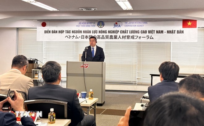 Director of the Economic Development Department at JICA Shimokawa Takao speaks at the event (Photo: VNA)