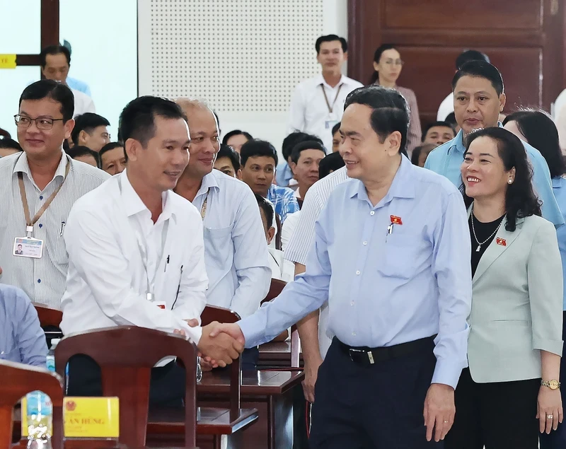 National Assembly Chairman Tran Thanh Man meets voters.