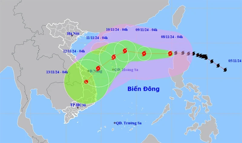 Storm Yinxing entered the eastern waters of the northern East Sea/South China Sea on November 8 morning, becoming the seventh storm to appear in the sea so far this year