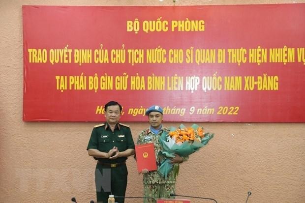 Major Bui Van Nhung from the Vietnam People’s Army will work as a military observer at the United Nations peacekeeping mission in South Sudan. (Photo: VNA)