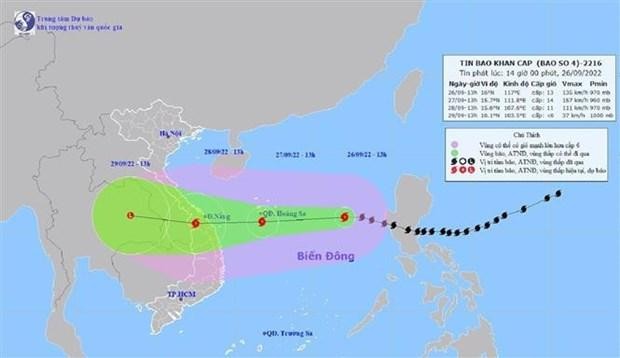 Typhoon Noru is expected to make landfall in central Vietnam on September 27. (Photo: VNA)