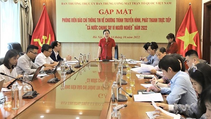 Vice Chairwoman of Vietnam Fatherland Front Central Committee Truong Thi Ngoc Anh speaking at the press conference