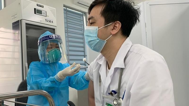 A man gets vaccinated against COVID-19.