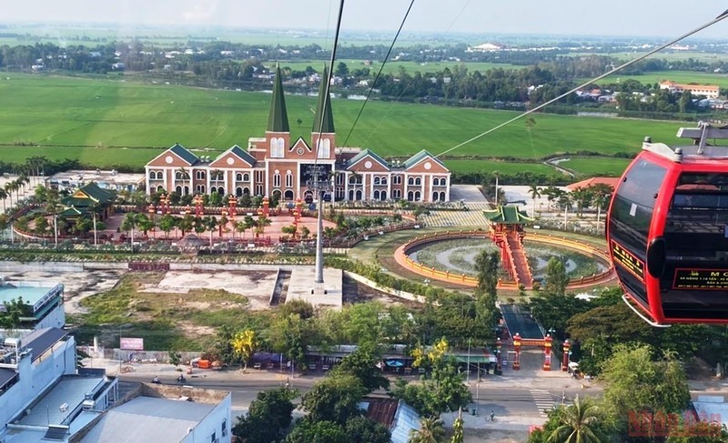 An aerial view of Nui Sam Tourist Area in An Giang province 