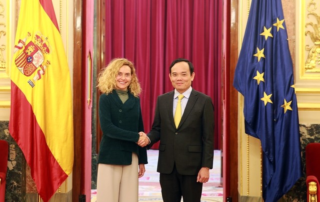 Deputy PM Tran Luu Quang (R) meets with President of the Congress of Deputies of Spain Meritxell Batet in Madrid on March 1. (Photo: VGP)