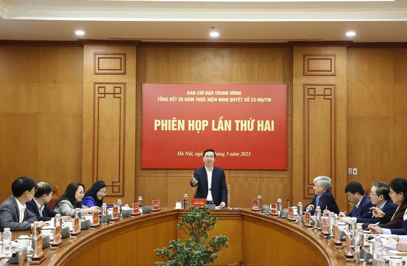 President Vo Van Thuong addresses the meeting in Hanoi on March 9. (Photo: VNA)