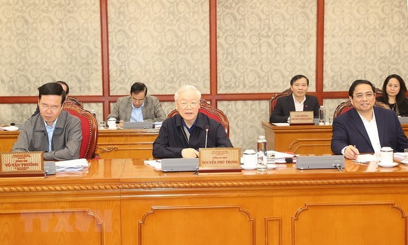 Party General Secretary Nguyen Phu Trong (C) at the meeting (Photo: VNA)