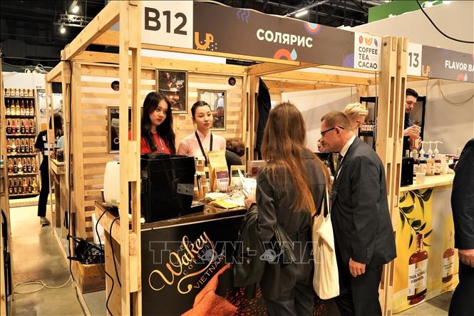 Vietnamese coffee booth at the Coffee Tea Cacao Russian Expo 2023 (CTCRE) (Photo: VNA)