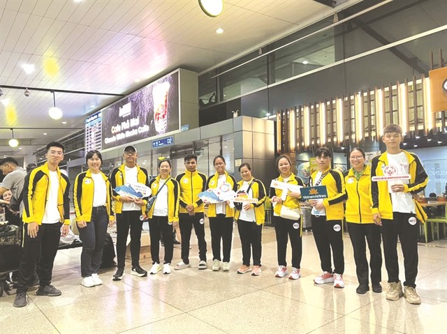 The Vietnamese Special Olympics World Games contingent at the HCM City's Tan Son Nhat Airport before leaving for Berlin, Germany. (Photo of VPSC)