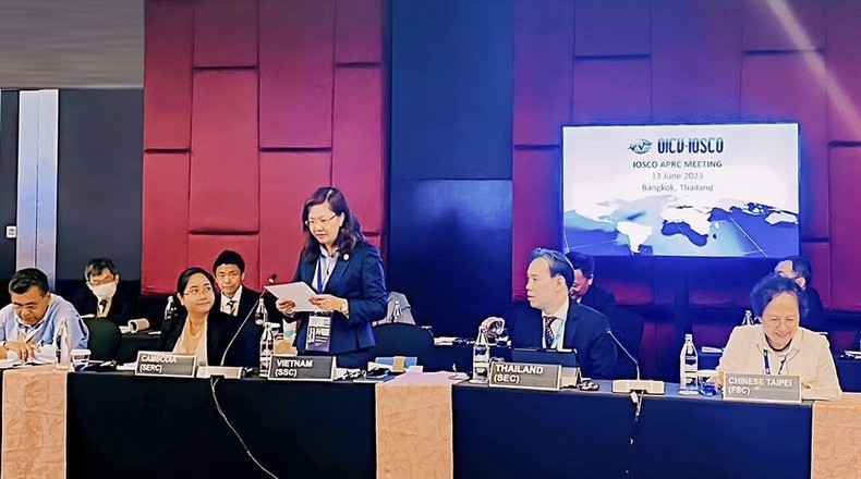 Chairwoman of the State Securities Commission Vu Thi Chan Phuong speaking at the meeting (Photo: NDO)