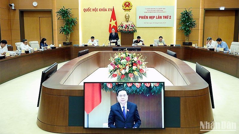 NA Standing Vice Chairman Tran Thanh Man addresses the second meeting of the organising committee for the ninth Global Conference of Young Parliamentarians on June 22. (Photo: NDO)