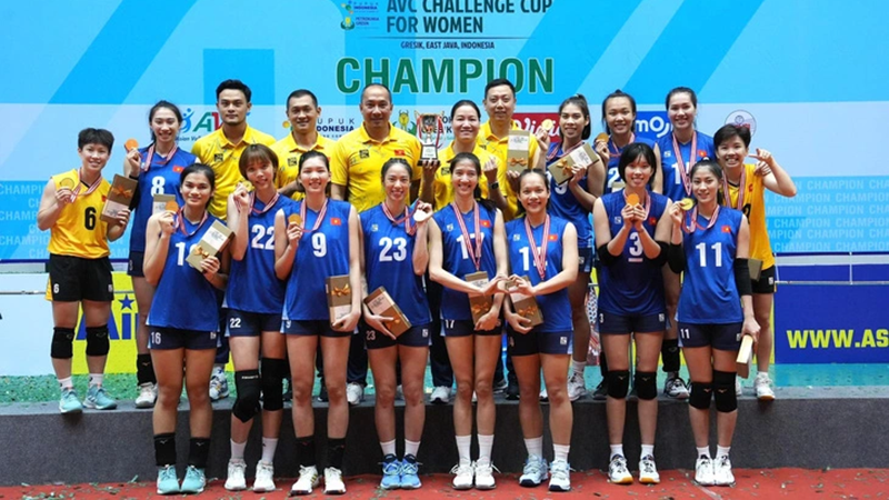 Vietnamese women's volleyball team triumphs at 2023 AVC Challenge Cup