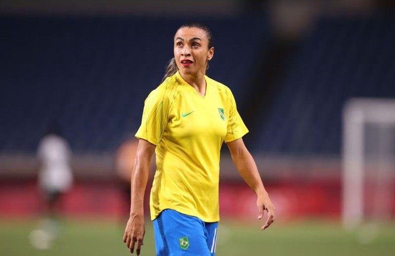 Marta of Brazil during the warmup before the match - Tokyo 2020 Olympics - Soccer Football - Women - Group F - Brazil v Zambia - Saitama Stadium, Saitama, Japan - July 27, 2021. (Photo: Reuters)