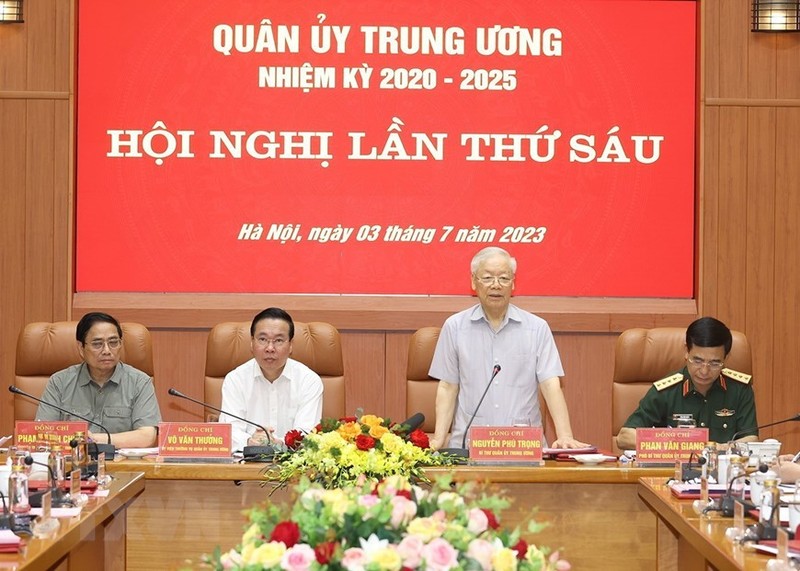 Party General Secretary Nguyen Phu Trong speaking at the meeting.