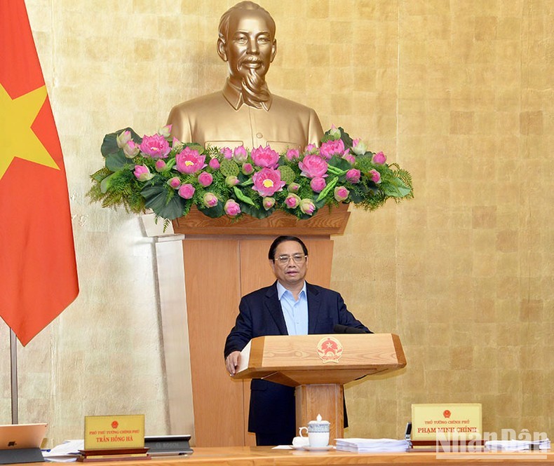 Prime Minister Pham Minh Chinh speaks at the meeting. (Photo: NDO)