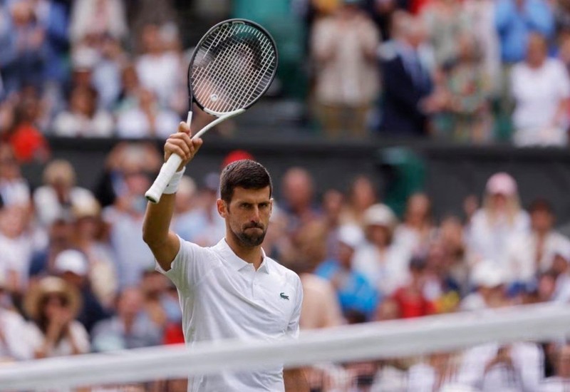 Serbia’s Novak Djokovic celebrates after winning his first round match against Argentina’s Pedro Cachin - Tennis - Wimbledon - All England Lawn Tennis and Croquet Club, London, Britain - July 3, 2023. (Photo: Reuters)