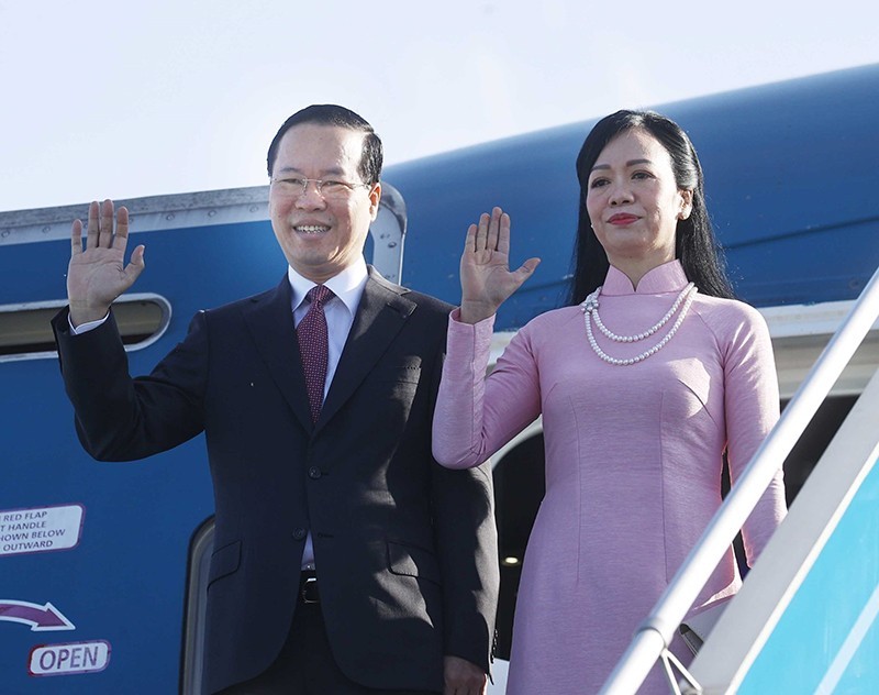 President Vo Van Thuong and his spouse leave Hanoi on July 23 morning for an official visit to Austria, a State visit to Italy and a visit to the Vatican. (Photo: VNA)