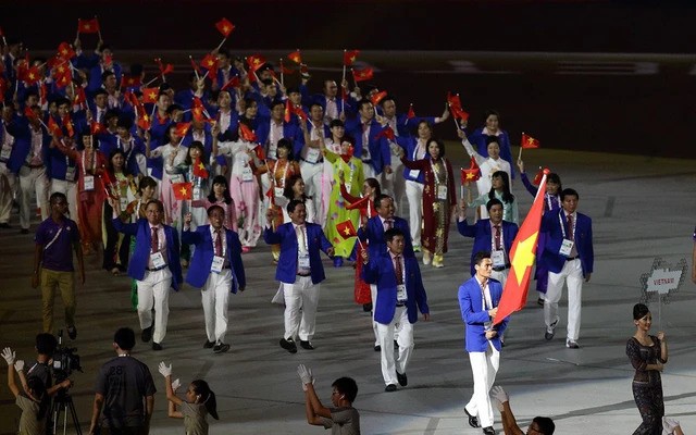 Vietnam's delegation at the 18th Asian Games in Indonesia in 2018. The team will take part in the 19th Games in September in China. (Photo: VTV)