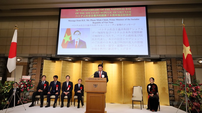 Vietnamese Ambassador to Japan Pham Quang Hieu speaks at the event. (Photo: VNA)