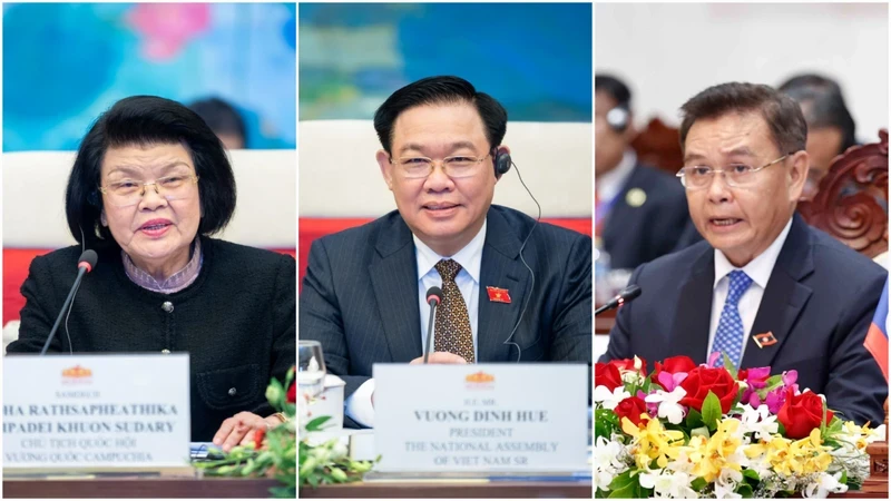 The National Assembly Chairpersons of Cambodia, Vietnam, and Laos will co-chair the first Cambodia-Laos-Vietnam Parliamentary Summit (Photo: quochoi.vn)