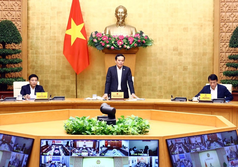  Deputy Prime Minister Tran Luu Quang speaking at the conference (Photo: VNA)