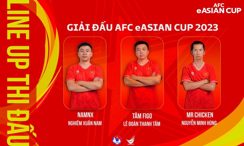 Three Vietnamese players attend the first Asian e-football tournament. (Photo: vff.org.vn)
