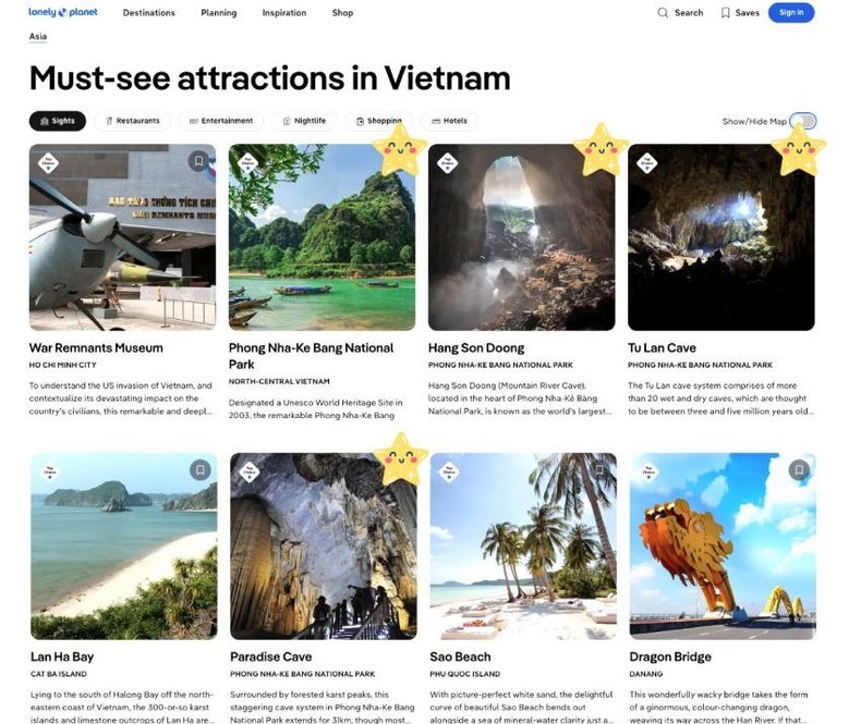 Four locations in Quang Binh named in Lonely Planet’s list of must-see attractions in Vietnam