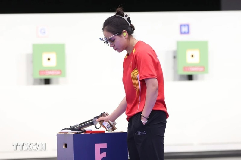 Thu Vinh ranks fourth in women's shooting event (Photo: VNA)