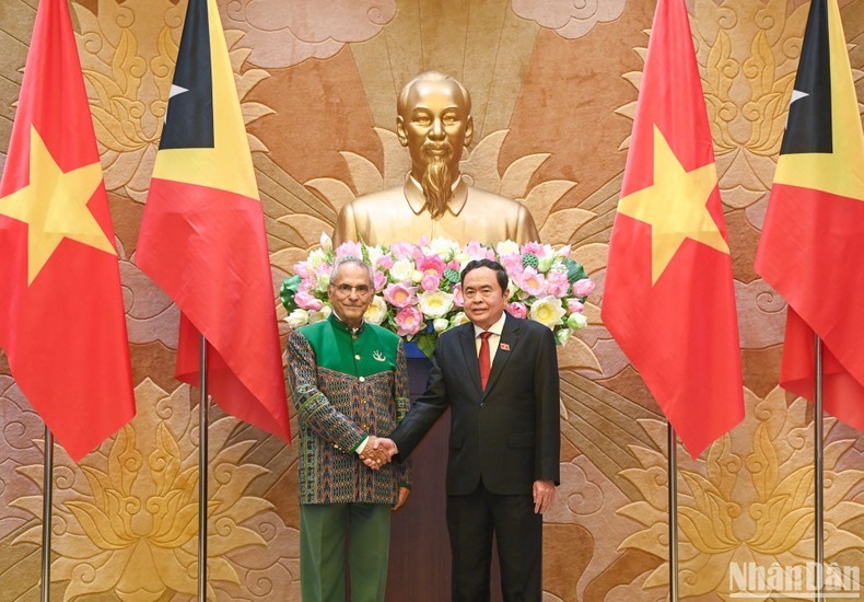 NA Chairman Tran Thanh Man (R) and President of Timor Leste Jose Ramos-Horta (Photo: NDO/Duy Linh)