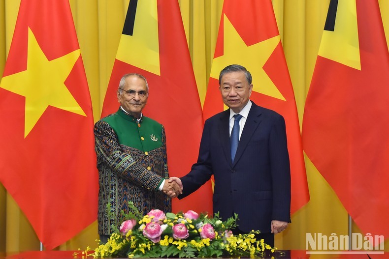 State President To Lam and President of Timor-Leste José Ramos-Horta in Hanoi on August 1 (Photo: NDO/Thuy Nguyen)