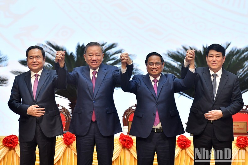 From left: National Assembly Chairman Tran Thanh Man, Party General Secretary and State President To Lam, Prime Minister Pham Minh Chinh, and Standing member of the Party Central Committee’s Secretariat Luong Cuong. (Photo: NDO/Dang Khoa)