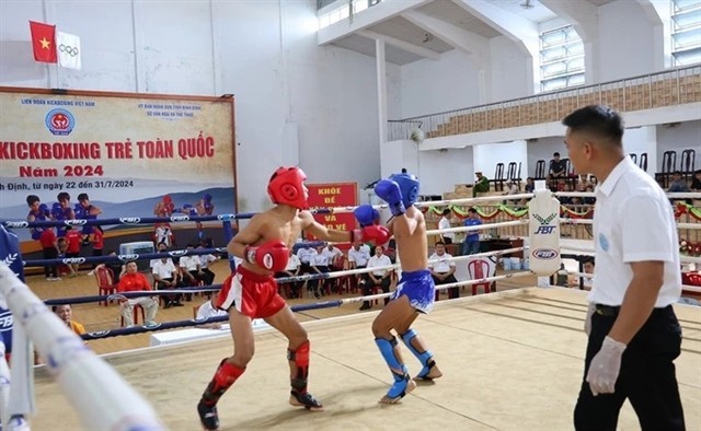 Athletes compete at the National Youth Kickboxing Championship 2024. (Photo of Vietnam Sport Team)