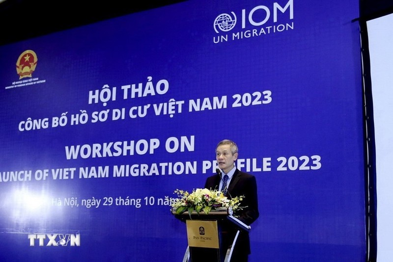 Nguyen Minh Vu, Assistant to the Minister of Foreign Affairs, speaks at the event (Photo: VNA)