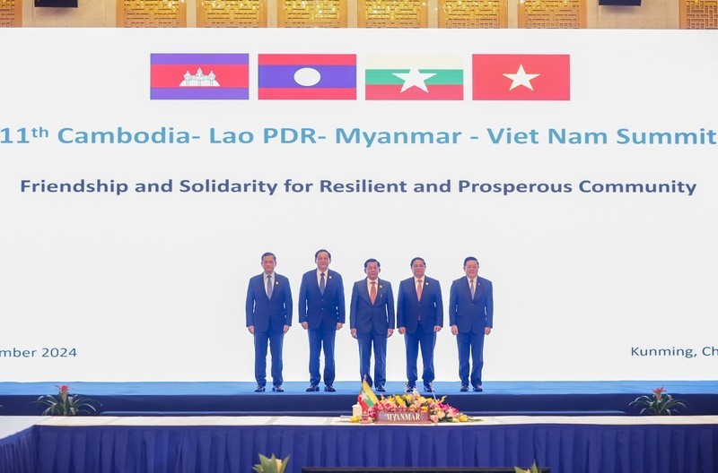 PM Pham Minh Chinh join other leaders pose for a group photo at the 11th CLMV Summit in Kunming city, China, on November 7. (Photo: VGP)