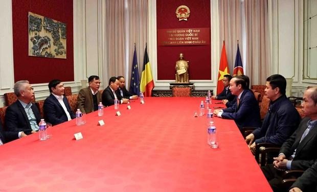 Tran Quoc Cuong, deputy head of the Party Central Committee’s Commission for Internal Affairs, visited the Vietnamese Embassy in Brussels as part of his trip to Belgium on September 26. (Photo: VNA)