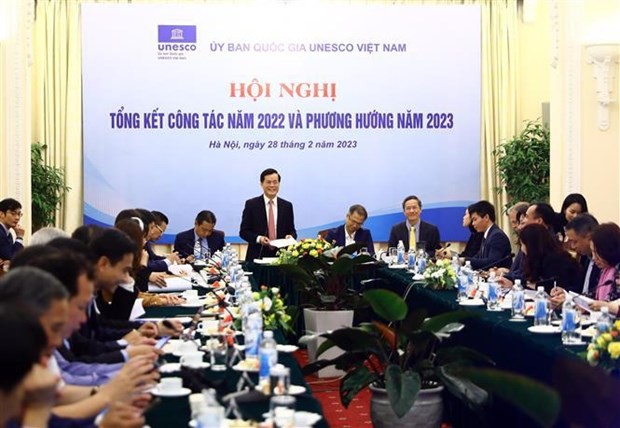 Deputy Foreign Minister and Chairman of the Vietnam National Commission for UNESCO Ha Kim Ngoc speaks at the event. (Photo: VNA)