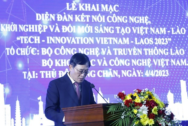 Vietnamese Deputy Minister of Science and Technology Tran Van Tung speaks at the forum. (Photo: VNA)
